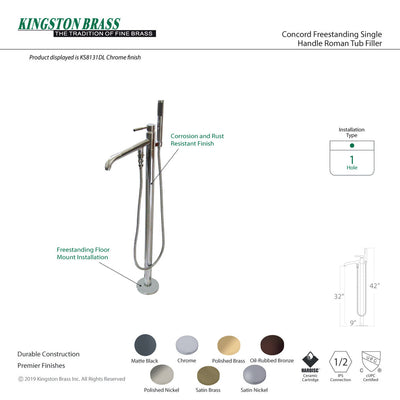 Kingston Brass KS813XDPL Paris Single Handle Freestanding Tub Faucet Kingston Brass