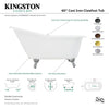 Kingston Brass Aqua Eden 60" Cast Iron Slipper Clawfoot Freestanding Bathtub Kingston Brass