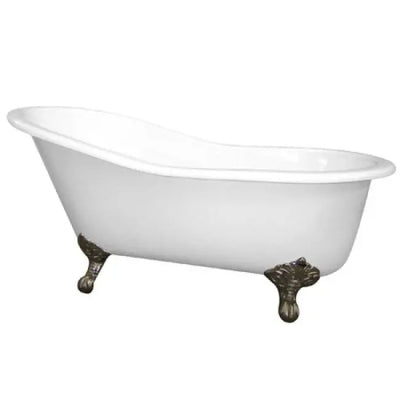 Kingston Brass Aqua Eden 61" Cast Iron Safe & Anti-Slide Slipper Freestanding Bathtub with 7" Faucet Drillings - NHVCT7D653129