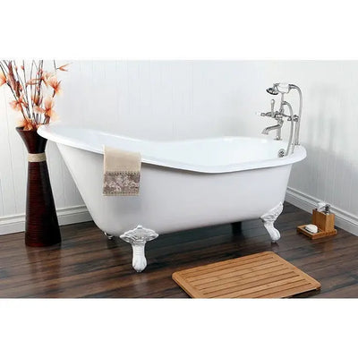 Kingston Brass Aqua Eden 61" Cast Iron Safe & Anti-Slide Slipper Freestanding Bathtub with 7" Faucet Drillings - NHVCT7D653129