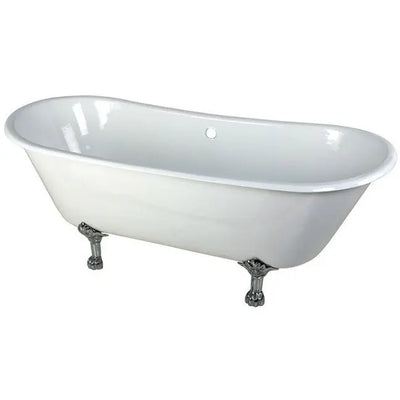 Kingston Brass Aqua Eden 67" Cast Iron Double Slipper Clawfoot Freestanding Bathtub