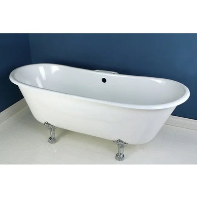 Kingston Brass Aqua Eden 67" Cast Iron Double Slipper Clawfoot Freestanding Bathtub