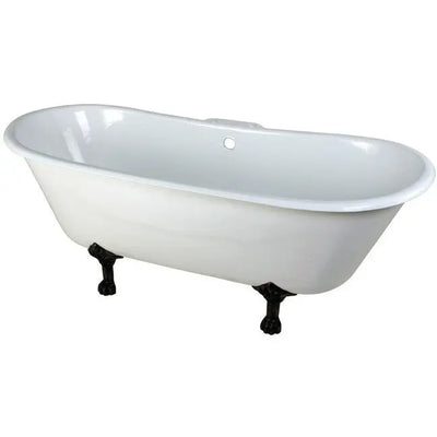 Kingston Brass Aqua Eden 67" Cast Iron Double Slipper Clawfoot Freestanding Bathtub