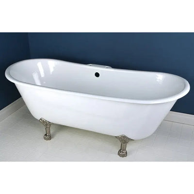 Kingston Brass Aqua Eden 67" Cast Iron Double Slipper Clawfoot Freestanding Bathtub