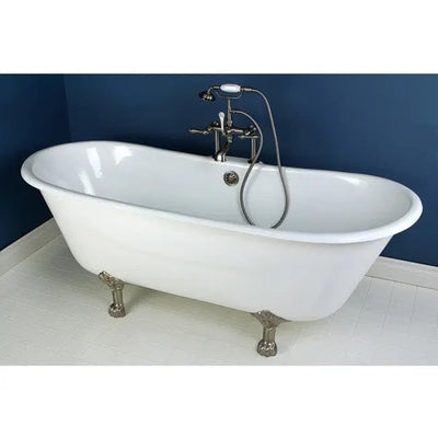 Kingston Brass Aqua Eden 67" Cast Iron Double Slipper Clawfoot Freestanding Bathtub