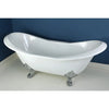 Kingston Brass Aqua Eden 72" Cast Iron Double Slipper Clawfoot Freestanding Bathtub