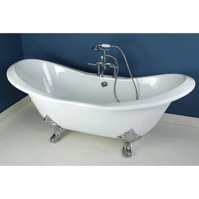 Kingston Brass Aqua Eden 72" Cast Iron Double Slipper Clawfoot Freestanding Bathtub