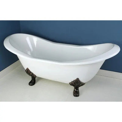 Kingston Brass Aqua Eden 72" Cast Iron Double Slipper Clawfoot Freestanding Bathtub