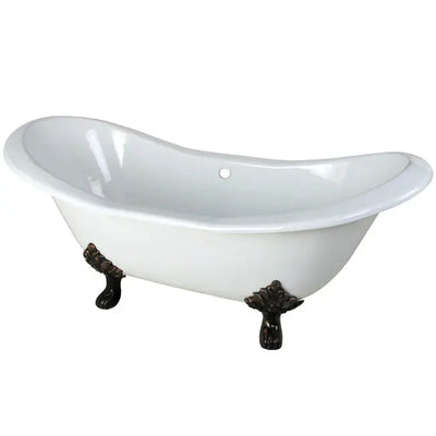 Kingston Brass Aqua Eden 72" Cast Iron Double Slipper Clawfoot Freestanding Bathtub