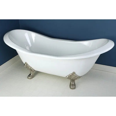 Kingston Brass Aqua Eden 72" Cast Iron Double Slipper Clawfoot Freestanding Bathtub