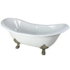 Kingston Brass Aqua Eden 72" Cast Iron Double Slipper Clawfoot Freestanding Bathtub