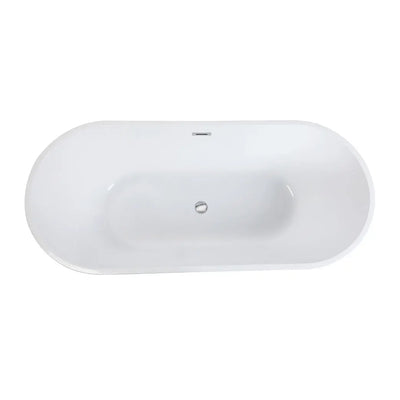 Kingston Brass Aqua Eden VTDE713223T 71" Acrylic Freestanding Tub with Center Drain Hole, Glossy White Kingston Brass