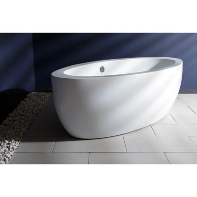 Kingston Brass Aqua Eden VTOV733623JN 72" Acrylic Freestanding Tub with Drain, Glossy White Kingston Brass