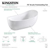 Kingston Brass Aqua Eden VTRS723432SA 70" Acrylic Freestanding Tub with Drain, Glossy White Kingston Brass