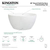 Kingston Brass Arcticstone VRTRO454523 46" Round Solid Surface White Stone Freestanding Tub with Drain, Matte White Kingston Brass