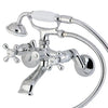 Kingston Brass KS266 Two-Handle 2-Hole Wall Mount Clawfoot Tub Faucet with Hand Shower
