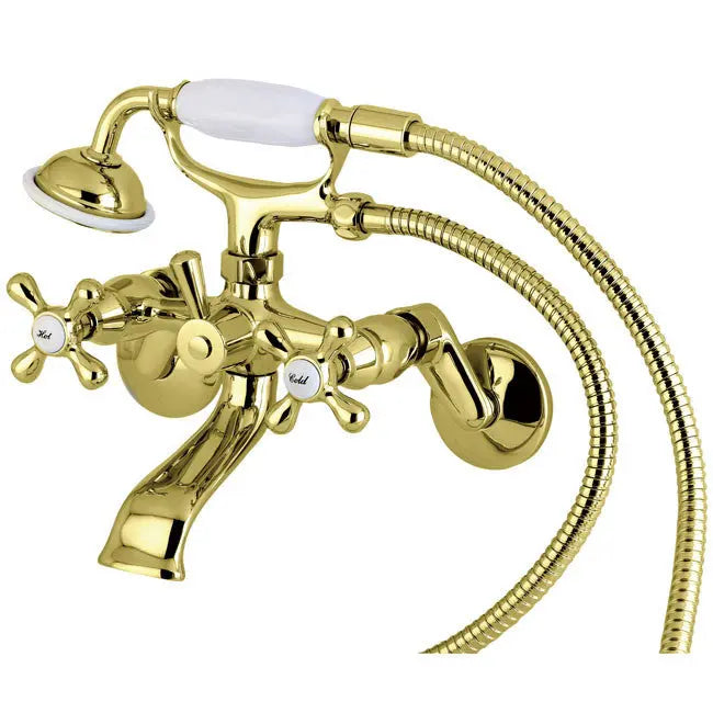 Kingston Brass KS266 Two-Handle 2-Hole Wall Mount Clawfoot Tub Faucet with Hand Shower