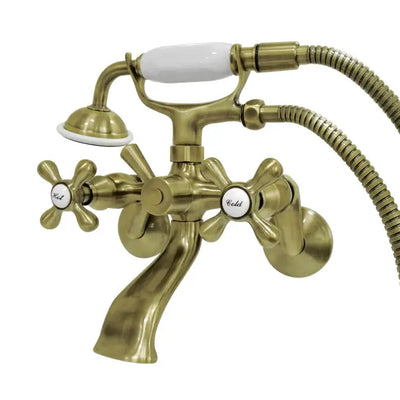 Kingston Brass KS266 Two-Handle 2-Hole Wall Mount Clawfoot Tub Faucet with Hand Shower Kingston Brass