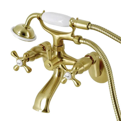 Kingston Brass KS266 Two-Handle 2-Hole Wall Mount Clawfoot Tub Faucet with Hand Shower Kingston Brass