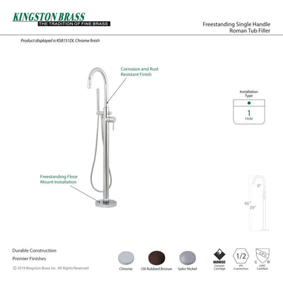 Kingston Brass KS815 Concord Floor Mount Tub Filler with Hand Shower Kingston Brass