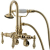 Kingston Brass Vintage CC301T Three-Handle 2-Hole Tub Wall Mount Clawfoot Tub Faucet with Hand Shower