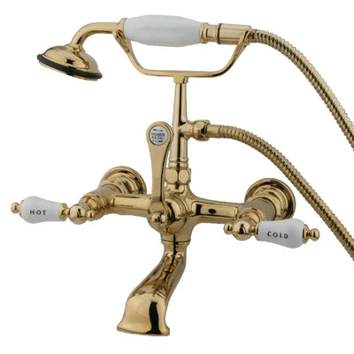 Kingston Brass Vintage CC555T Three-Handle 2-Hole Tub Wall Mount Clawfoot Tub Faucet Kingston Brass