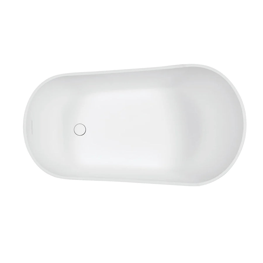 Arcticstone 52-Inch Slipper Solid Surface Freestanding Tub with Drain, Glossy White/Matte White - VRTSS513026