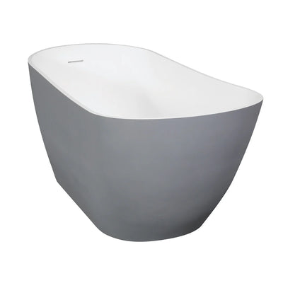 Arcticstone 52-Inch Slipper Solid Surface Freestanding Tub with Drain, Glossy White/Matte Gray - VRTSS513026WG Kingston Brass