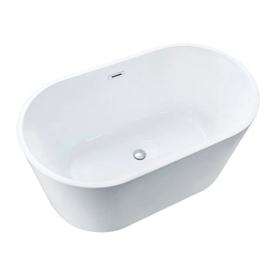 Aqua Eden 53-Inch Acrylic Freestanding Tub with Center Drain Hole, Glossy White - VTDE533023 Kingston Brass