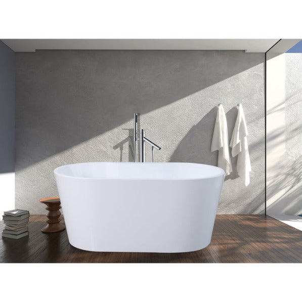 Aqua Eden 56-Inch Acrylic Freestanding Tub with Drain, Glossy White - VTDE563224BA