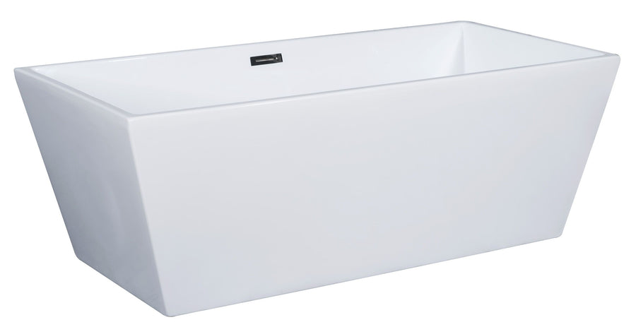 ALFI Brand AB8832 67 Inch White Rectangular Acrylic Free Standing Soaking Bathtub