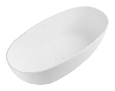 ALFI brand AB9975 59" White Oval Solid Surface Resin Soaking Bathtub Alfi Trade Inc