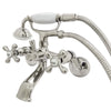 Kingston Brass KS266 Two-Handle 2-Hole Wall Mount Clawfoot Tub Faucet with Hand Shower Kingston Brass