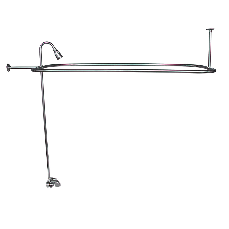 Barclay Products Code Spout “D” Rod Clawfoot Tub Shower Unit Brushed Nickel in White Background