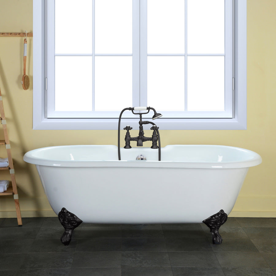 Kingston Brass Aqua Eden 66" Cast Iron Double Ended Clawfoot Bathtub - VCT7D663013NB Kingston Brass