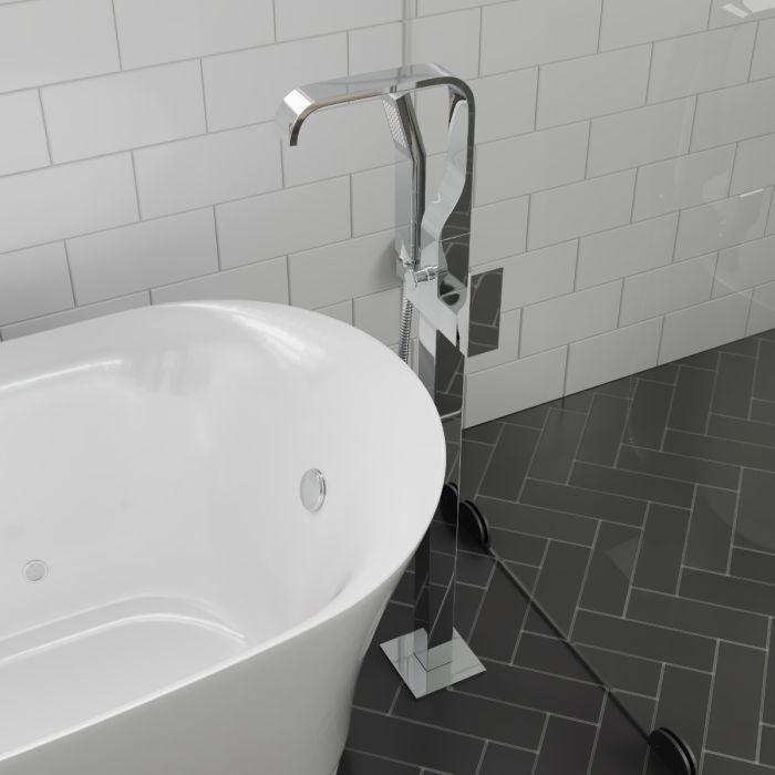 Alfi Brand AB2180 Floor Mount Tub Filler with Shower Head Polished/Brushed - Affordable Cheap Freestanding Clawfoot Bathtubs Tub
